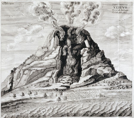 Engraving Of Vesuvius Erupting From ''Mundus Subterraneus'' By Athanasius Kircher (1602-1680) a 