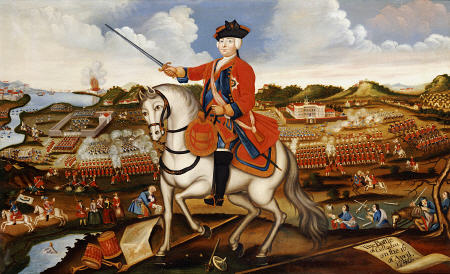 Equestrian Portrait Of William Augustus, Duke Of Cumberland (1721-1765), On His Grey Charger With A a 