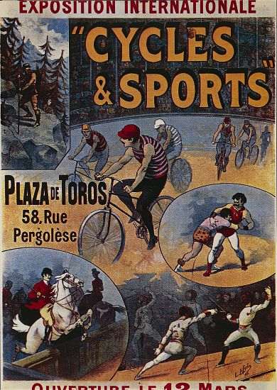 Exposition Internationale Cycles et Sports, advertisement for international exhibition dedicated to  a 