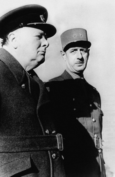 English Prime Minister Churchill and leader of French Resistance and Free France General de Gaulle m a 