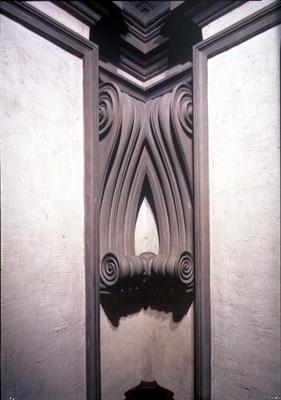 Entrance Hall, detail of merging scroll corner decoration designed by Michelangelo Buonarroti (1475- a 