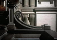 Entrance Hall, detail of staircase designed by Michelangelo Buonarroti (1475-1564) in 1524-34 and co
