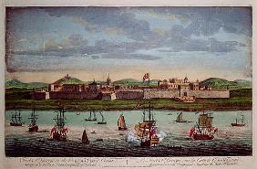 Fort St. George, Coromandel Coast, India. Coloured engraving by I Van Ryne
