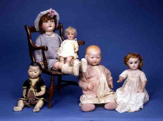 Five bisque headed dolls a 