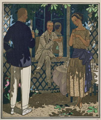 Gazette du Bon Ton; Que C'est Bon ou les Boissons Glacees, chiffon dress by Doeuillet, 1921 a 