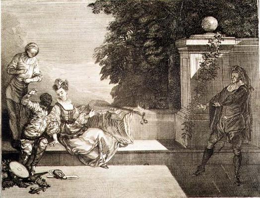 Harlequin in Love, 18th century (engraving) a 