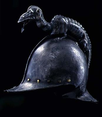 Helmet decorated with a dragon, Italian, c.1500 a 