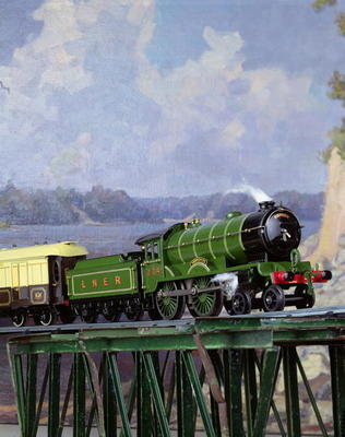 Hornby L.N.E.R. `Yorkshire' locomotive pulling a Pullman coach `Iolanthe', English a 