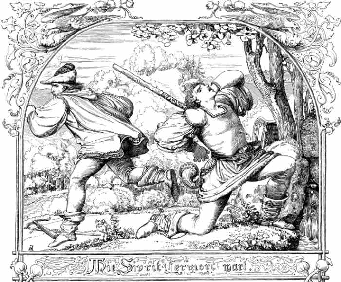Illustration to epic poem "The Song of the Nibelungs" a 