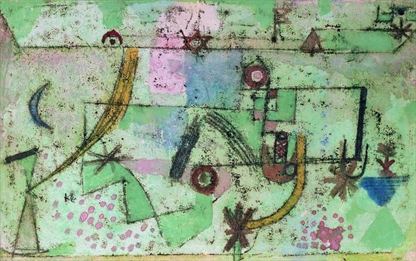 In the style of Bach, 1919 (no 196) (oil transfer drawing and w/c on primed linen on cardboard)  a 