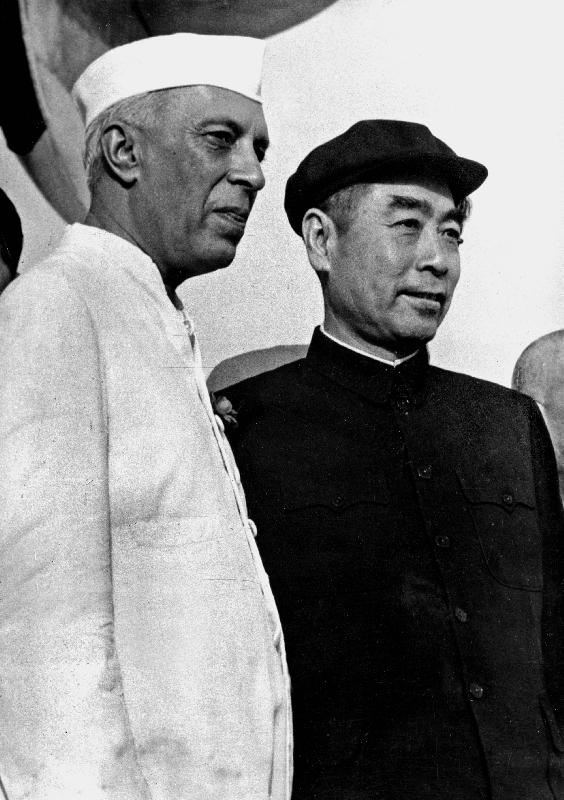 Indian Prime Minister Nehru with chinese Chu en Lai in New Delhi a 