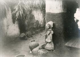 Interior of a temple devoted to the fetish of pregnancy and maternity, c.1883 (b/w photo) 