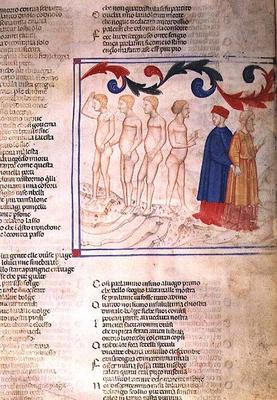 Inferno XXIX f.21r Geri del Bello in the Circle of the Falsifiers, from the Divine Comedy, 13th cent a 