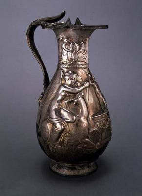 Jug depicting a sacrificial scene, Greek (silver) a 