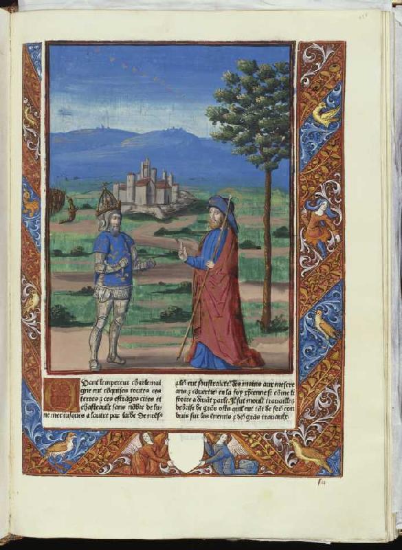 Karl dem Großen erscheint der Heilige Jakobus (aus: Chroniques de France) a 