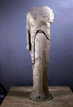 Kore figure dedicated Cheramyes, from the Sanctuary of Hera, Samos, c.570 BC (marble)