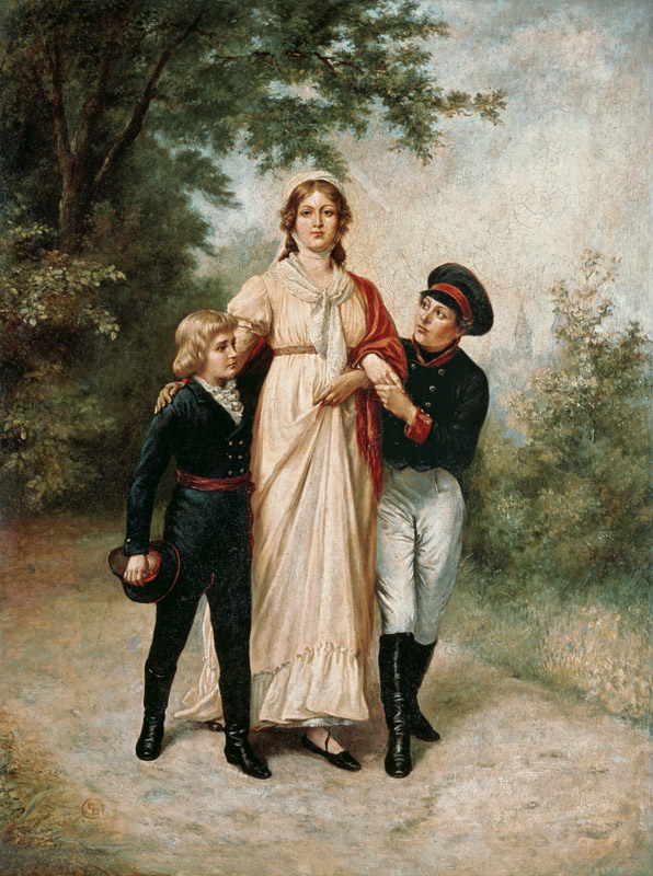 Luisa di Prussia con due figli nel parco  a 