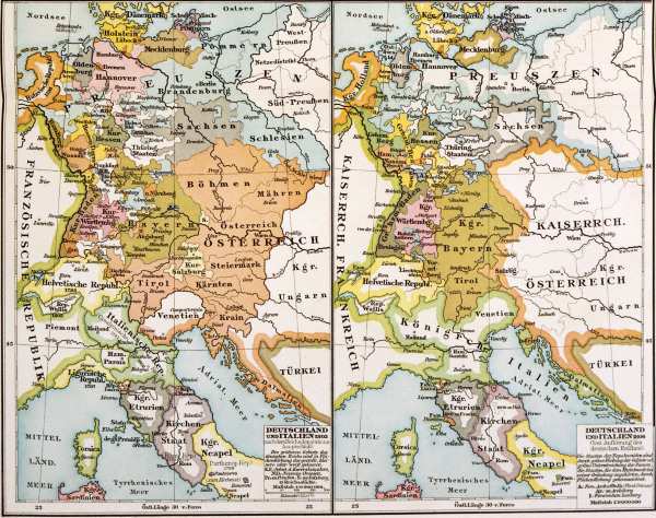Map of Germany and Italy 1803, 1806 a 