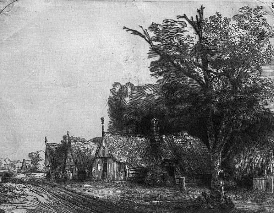Landscape with Three Cottages a 
