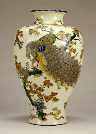 Large Satsumo Ovoid Vase, Meiji Period, Late 19th Century, Signed Satsuma Shosai Within A Large Blue a 
