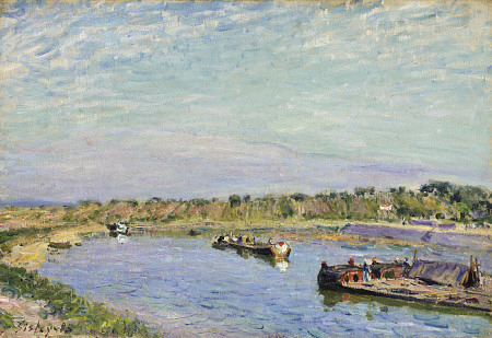 Le Port De Saint Mammes, Le Matin  Alfred Sisley (1839-1899) Oil On Canvas  15 1/4  X 21 5/8 In a 