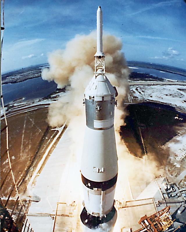 Lift off of Apollo 11 mission, with Neil Armstrong, Michael Collins, Edwin Buzz Aldrin in Kennedy Sp a 