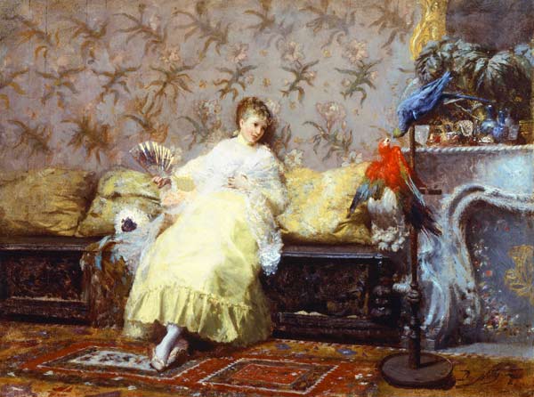 Lady with parrots a 