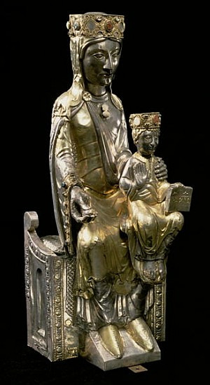 Madonna and Child Enthroned, statuette, French, 12th century (silver and gold) a 