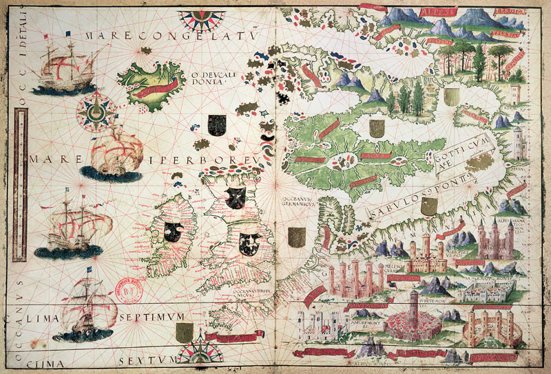 Map of Europe, from a facsimile of the ''Miller Atlas'' Pedro and Jorge Reinel, and Lopo Homem, made a 