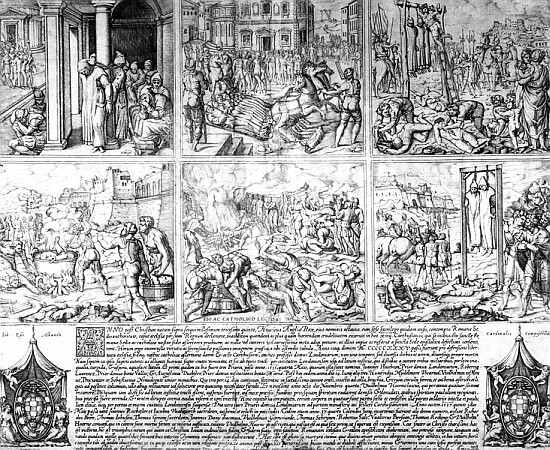 Martyrdom of the Carthusians (b/w print) a 
