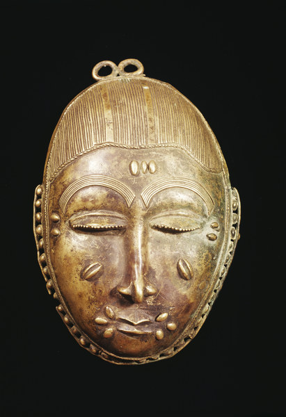 Maske, Baule, Elfenbeinkueste / Bronze a 