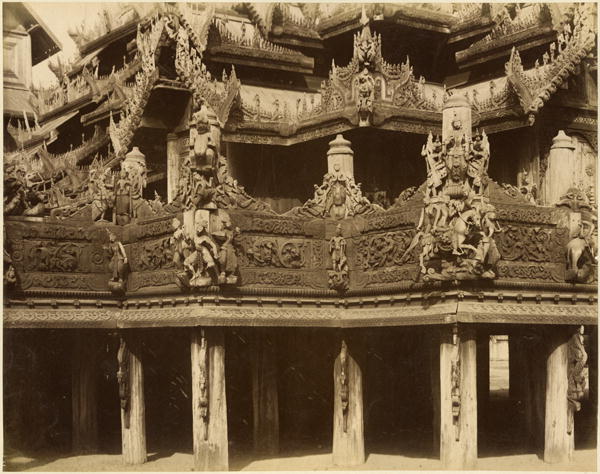 Monastery or Pagoda, detail, probably Mandalay, late 19th century (albumen print) (b/w photo)  a 