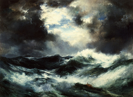 Moonlit Shipwreck At Sea Thomas Moran (1837-1926) a 