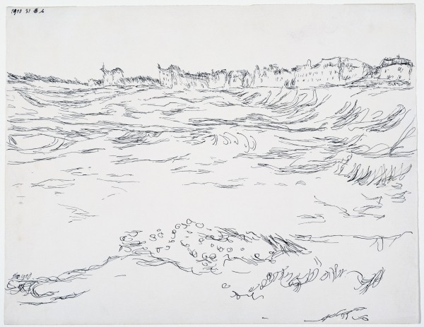 Munich Bay, the Military Dugouts, against a Backdrop of the First Houses in Milbertshofen, 1920 (pen a 