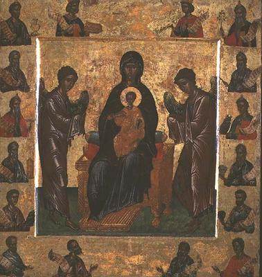 Madonna and Child Enthroned, icon, Veneto-Cretan, 15th century (tempera on panel) a 
