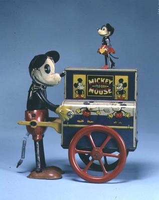 Mickey Mouse clockwork hurdy-gurdy, German, 1920's a 