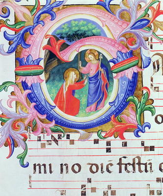 Missal 558 f.64v Historiated initial 'G' depicting the Noli Me Tangere a 