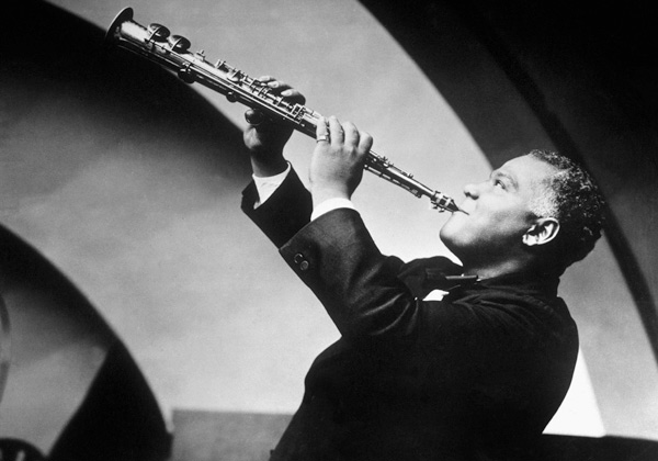 New Orleans jazzman Sidney Bechet here playing the soprano saxophone a 