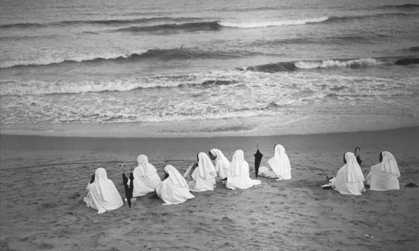 Nuns at Marina Beach, Chennai (b/w photo)  a 