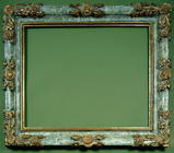 North Italian carved and gilded frame, the marblised ovolo profile carved to the corners and centres