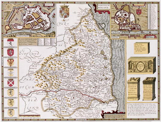 Northumberland, engraved by Jodocus Hondius (1563-1612) from John Speed's 'Theatre of the Empire of a 