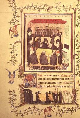 Nouv Lat 3093 f.104 Monks taking prayers by the Parement Master and his workshop, French a 