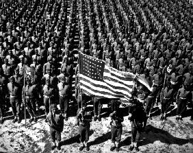 On parade, the 41st Engineers at Ft. Bragg, NC in colour guard ceremony