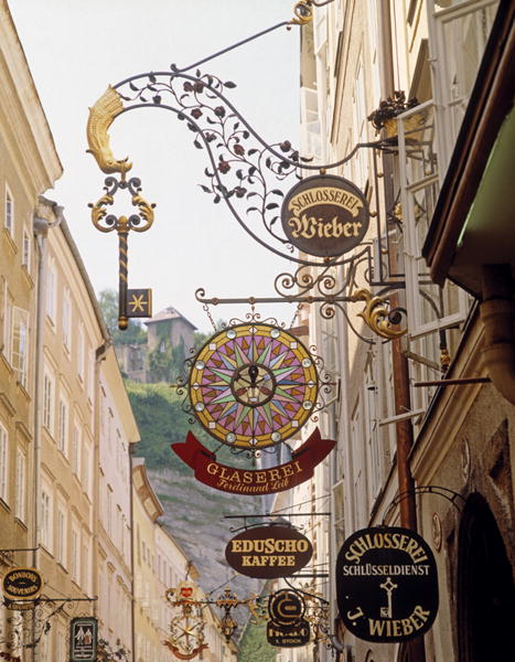 Ornate signs in Getreidegasse (photo)  a 