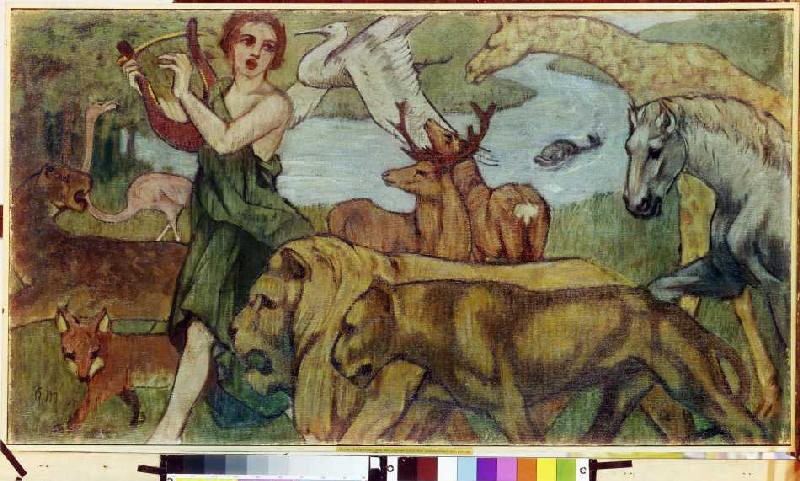 Orpheus mit den Tieren (Entwurf für einen Wandbehang) a 