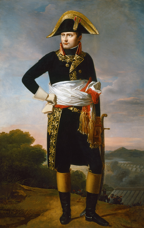 Portrait Of Napoleon, Standing Full Length, A Military Camp Beyond a 