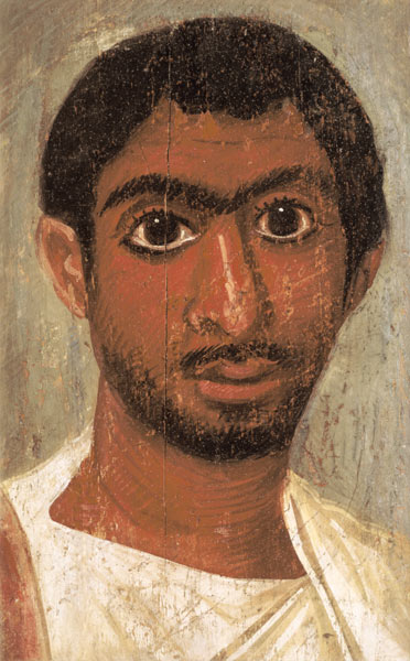 Portrait of a man from the 'Pollius Soter' group said to have been found at Thebes, Severan, Egyptia a 