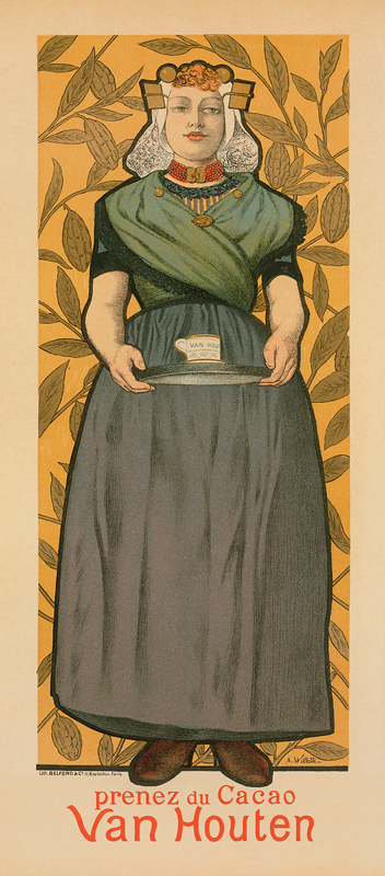 Prenez du Cacao Van Houten, advertisement, illustration by Adolphe-Leon Willette a 