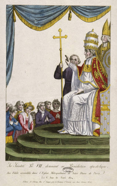 Pope Pius VII blessing...1804 / Copper a 