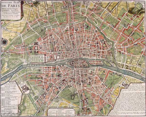 Paris, Town Plan, after 1702, Engraving a 